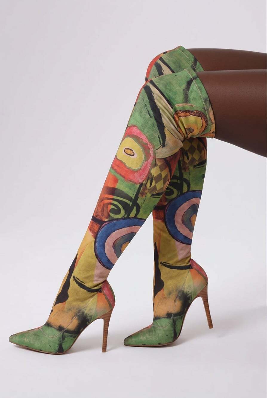 Sexy Multicolor Over The Knee Women's Pointed Toe Stiletto Heel Thigh High Boots